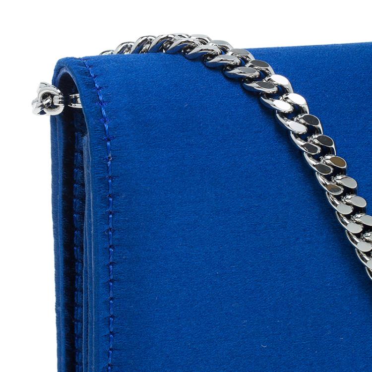 Pre Owned Jimmy Choo Electric Blue Satin Exclusive Milla Chain Clutch 