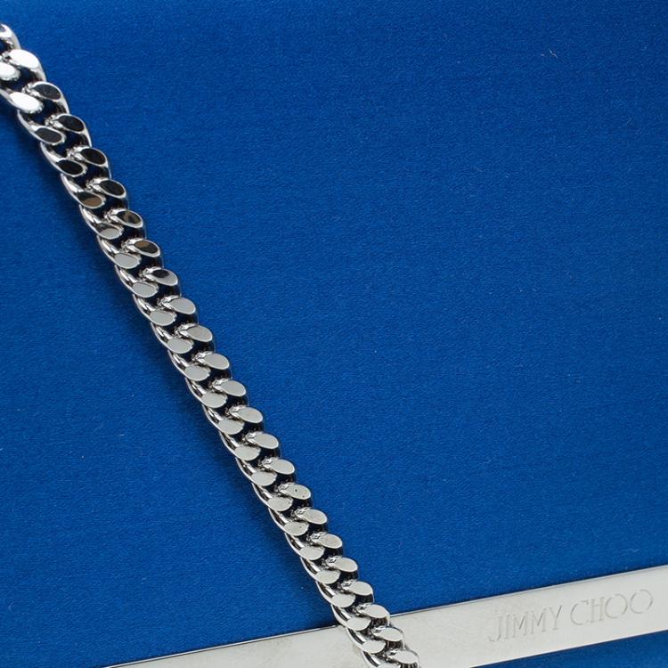 Pre Owned Jimmy Choo Electric Blue Satin Exclusive Milla Chain Clutch 