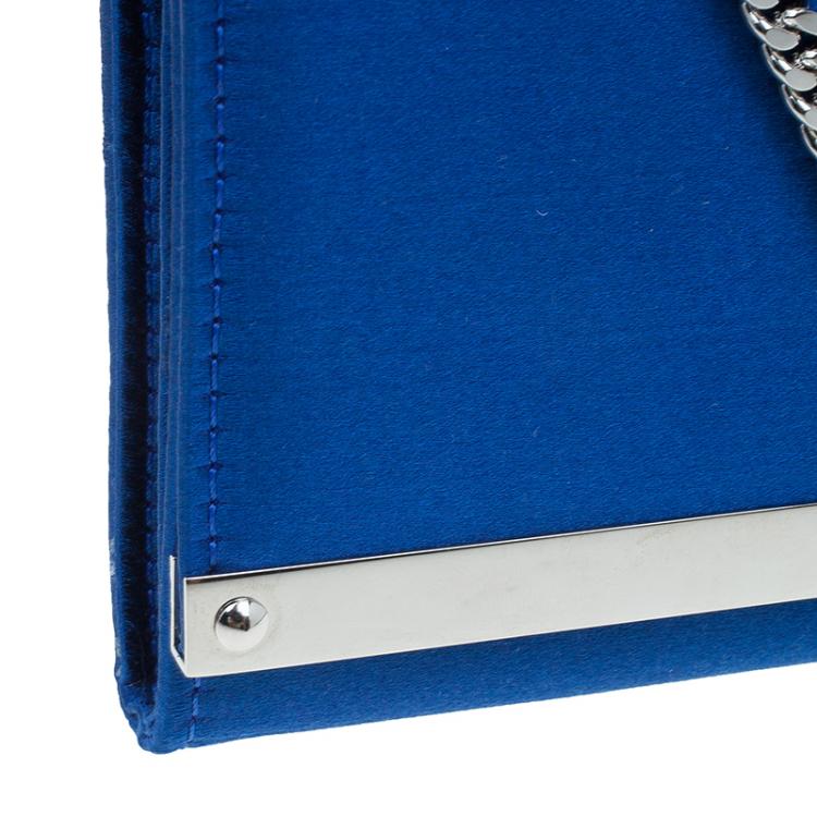 Pre Owned Jimmy Choo Electric Blue Satin Exclusive Milla Chain Clutch 