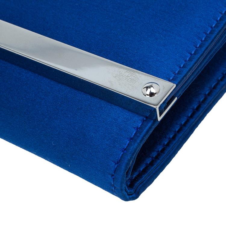 Pre Owned Jimmy Choo Electric Blue Satin Exclusive Milla Chain Clutch 