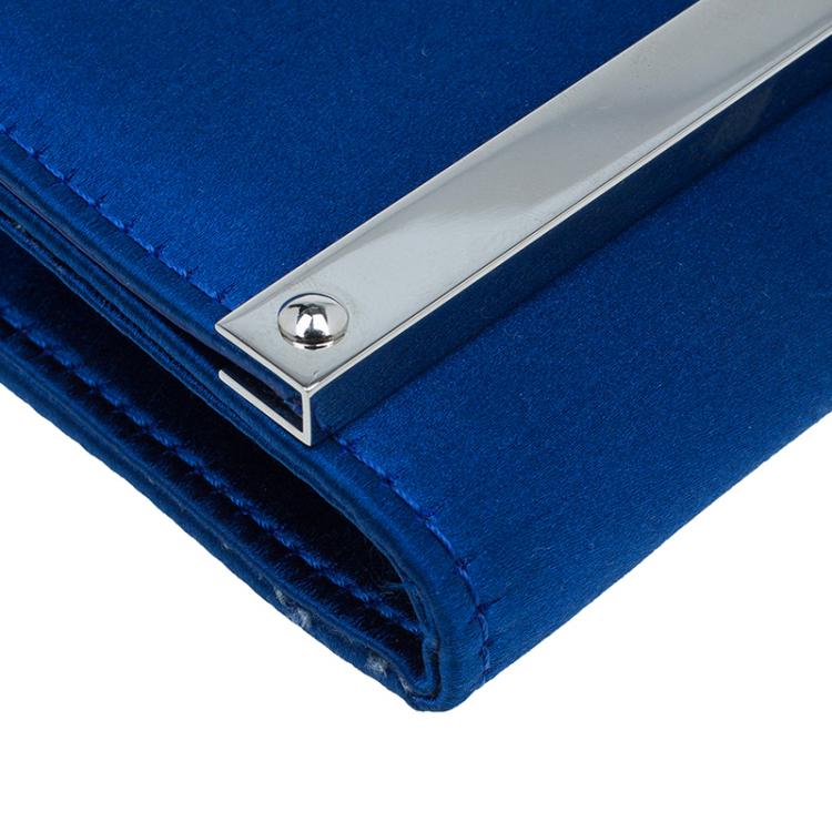 Pre Owned Jimmy Choo Electric Blue Satin Exclusive Milla Chain Clutch 