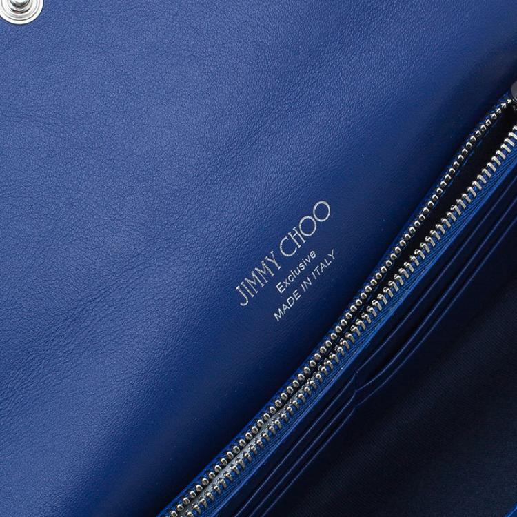 Pre Owned Jimmy Choo Electric Blue Satin Exclusive Milla Chain Clutch 