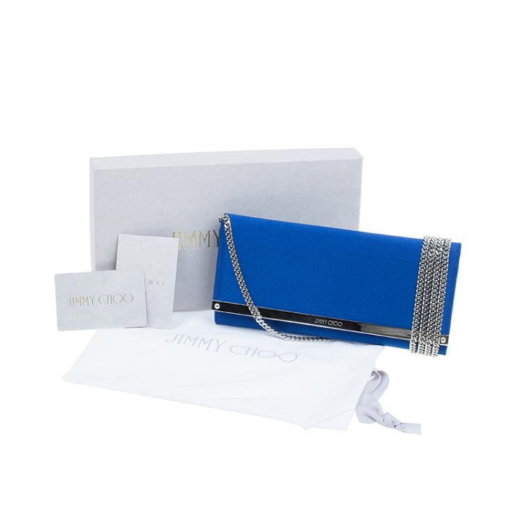 Pre Owned Jimmy Choo Electric Blue Satin Exclusive Milla Chain Clutch 