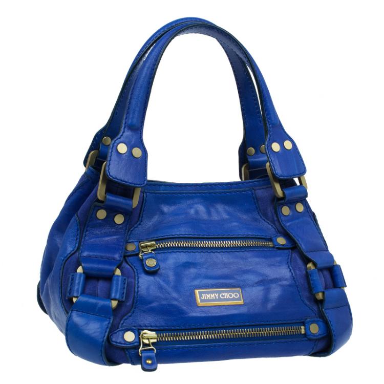 Pre Owned Jimmy Choo Blue Leather Mahala Satchel