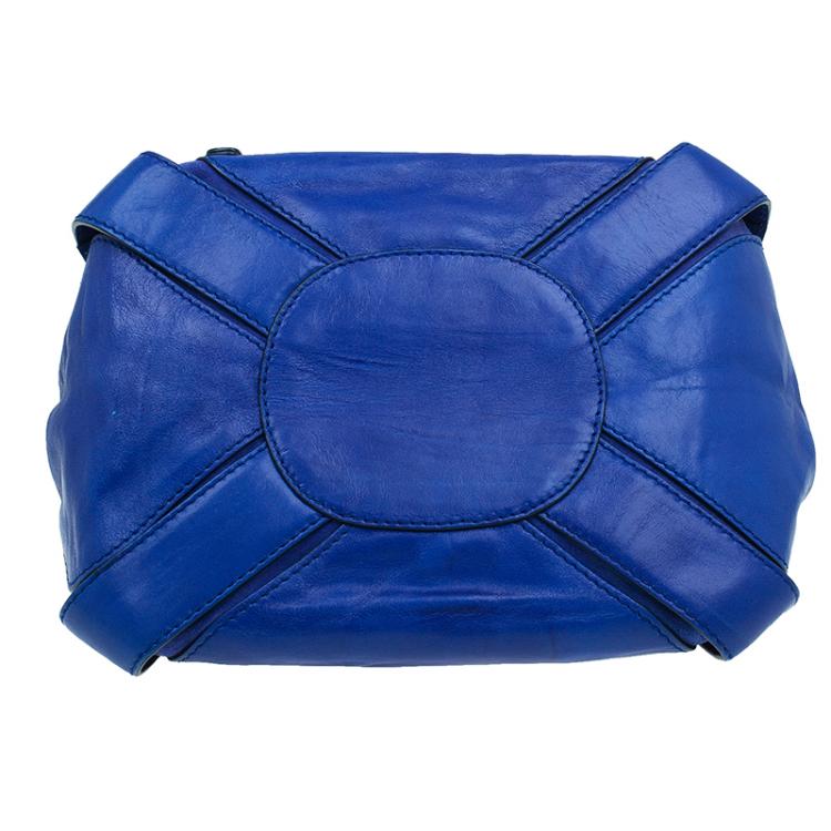 Pre Owned Jimmy Choo Blue Leather Mahala Satchel