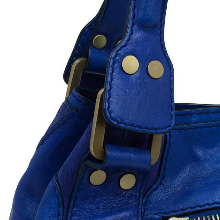 Pre Owned Jimmy Choo Blue Leather Mahala Satchel