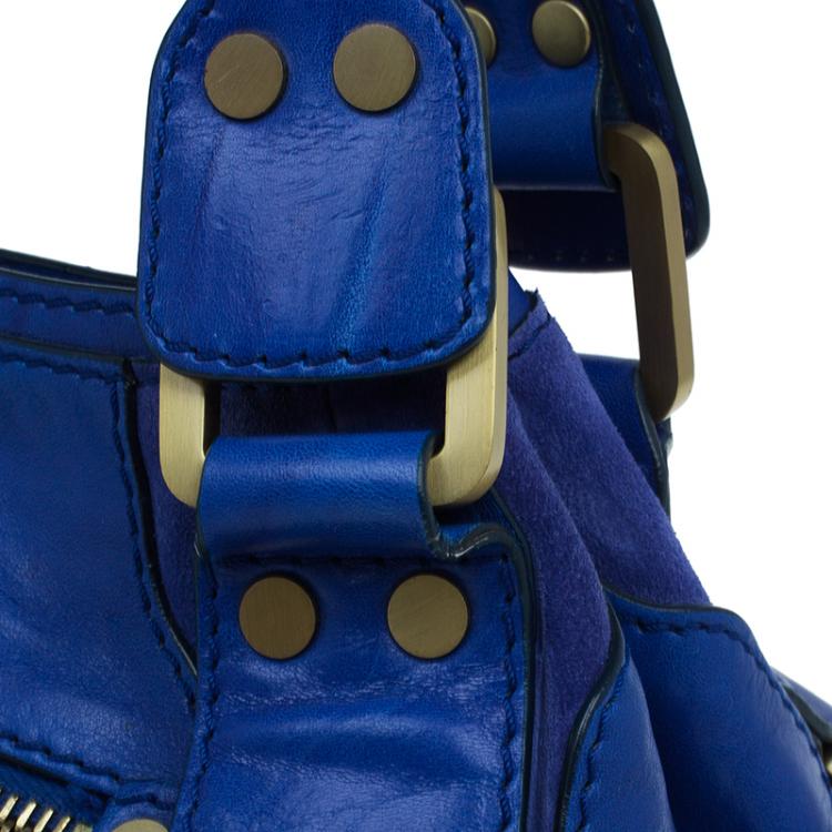 Pre Owned Jimmy Choo Blue Leather Mahala Satchel