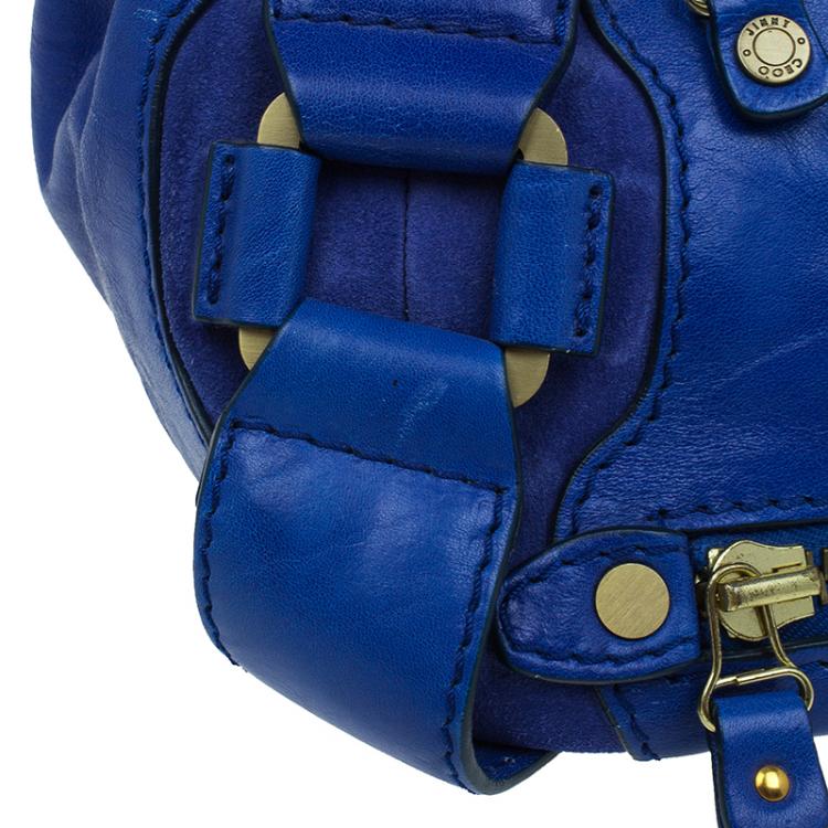 Pre Owned Jimmy Choo Blue Leather Mahala Satchel