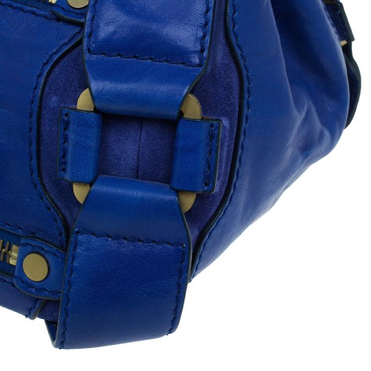 Pre Owned Jimmy Choo Blue Leather Mahala Satchel