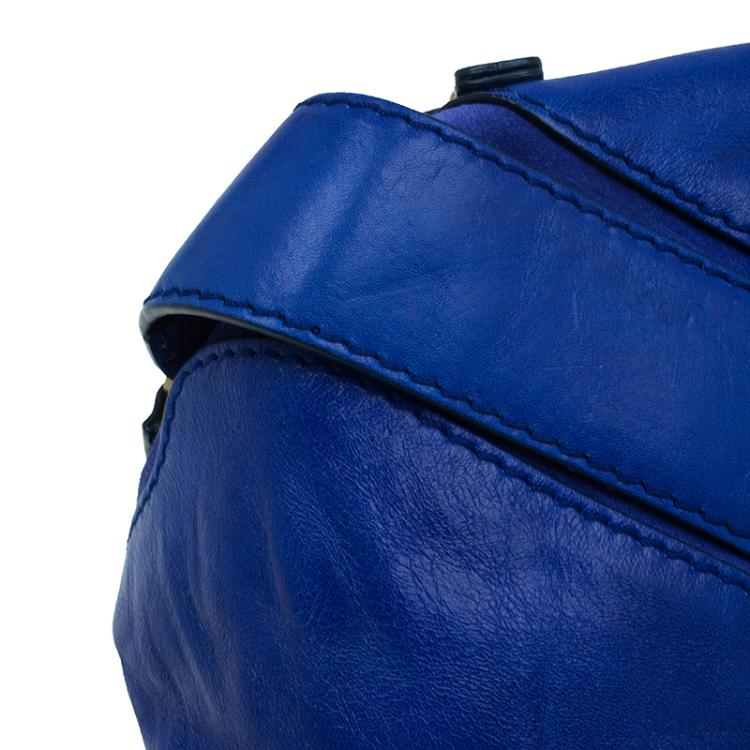 Pre Owned Jimmy Choo Blue Leather Mahala Satchel