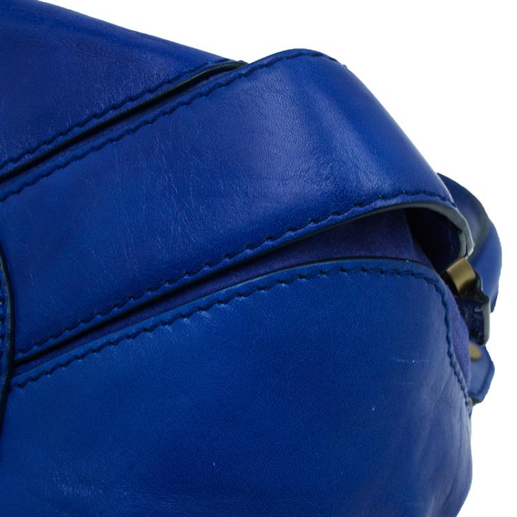 Pre Owned Jimmy Choo Blue Leather Mahala Satchel