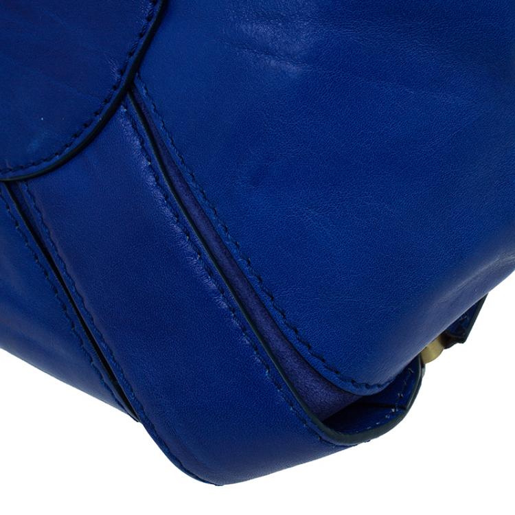 Pre Owned Jimmy Choo Blue Leather Mahala Satchel