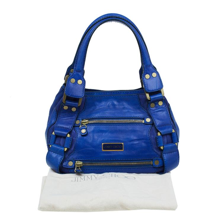Pre Owned Jimmy Choo Blue Leather Mahala Satchel