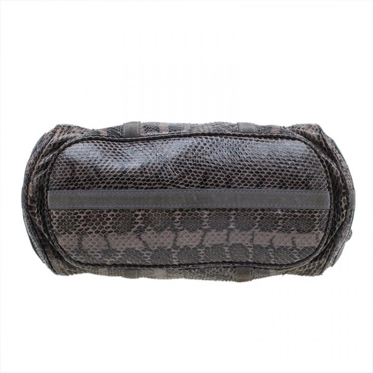 Pre Owned Jimmy Choo Grey Python Ramona Bucket Bag