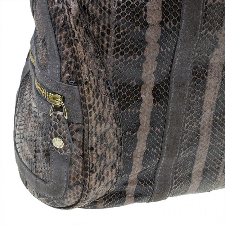 Pre Owned Jimmy Choo Grey Python Ramona Bucket Bag