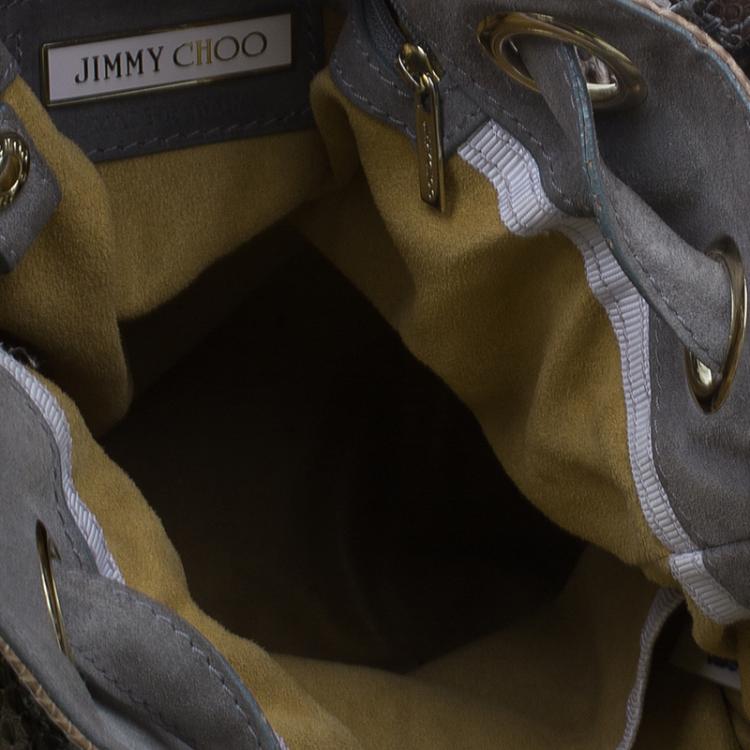 Pre Owned Jimmy Choo Grey Python Ramona Bucket Bag
