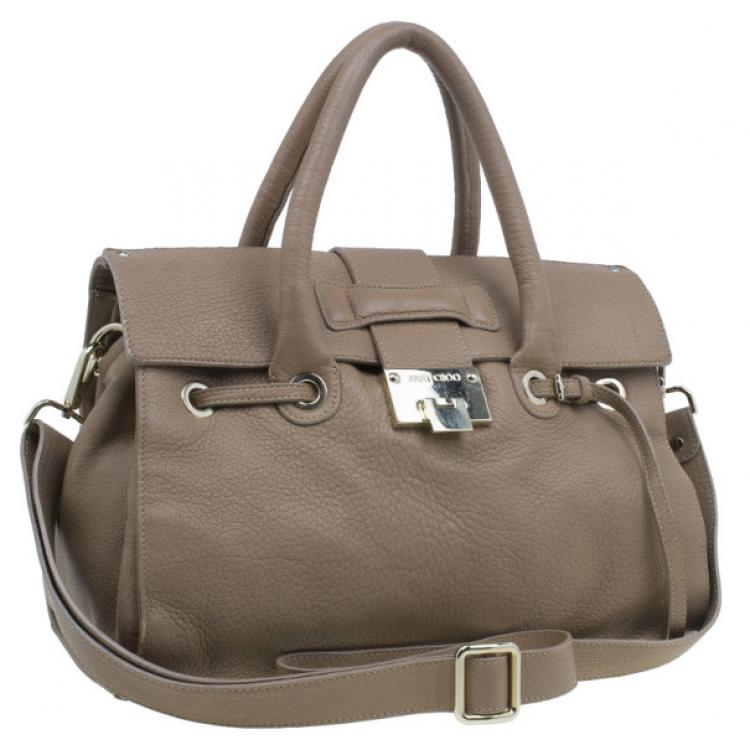 Pre Owned Jimmy Choo Brown Grainy Leather Rosalie Top Handle