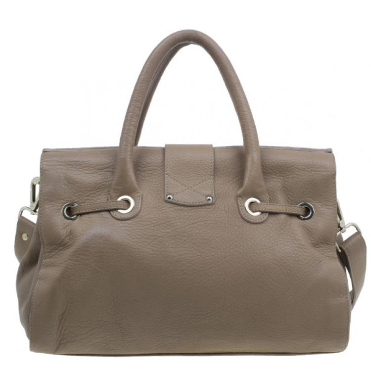 Pre Owned Jimmy Choo Brown Grainy Leather Rosalie Top Handle
