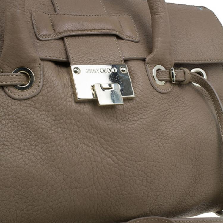 Pre Owned Jimmy Choo Brown Grainy Leather Rosalie Top Handle