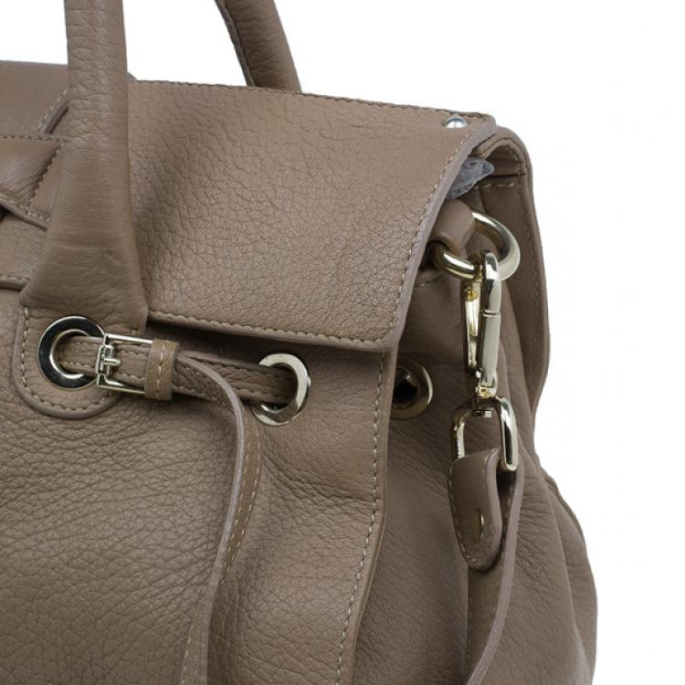 Pre Owned Jimmy Choo Brown Grainy Leather Rosalie Top Handle
