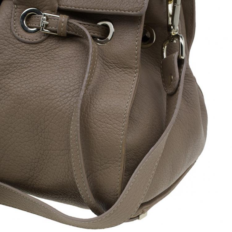 Pre Owned Jimmy Choo Brown Grainy Leather Rosalie Top Handle