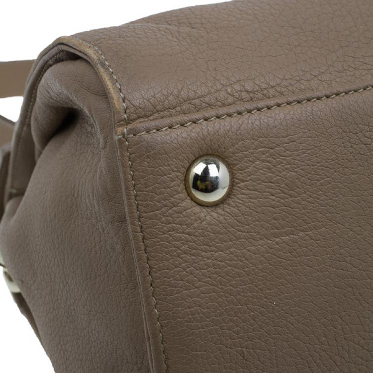 Pre Owned Jimmy Choo Brown Grainy Leather Rosalie Top Handle