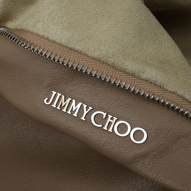 Pre Owned Jimmy Choo Beige Leather Large Biker Saddle Chain Crossbody Bag