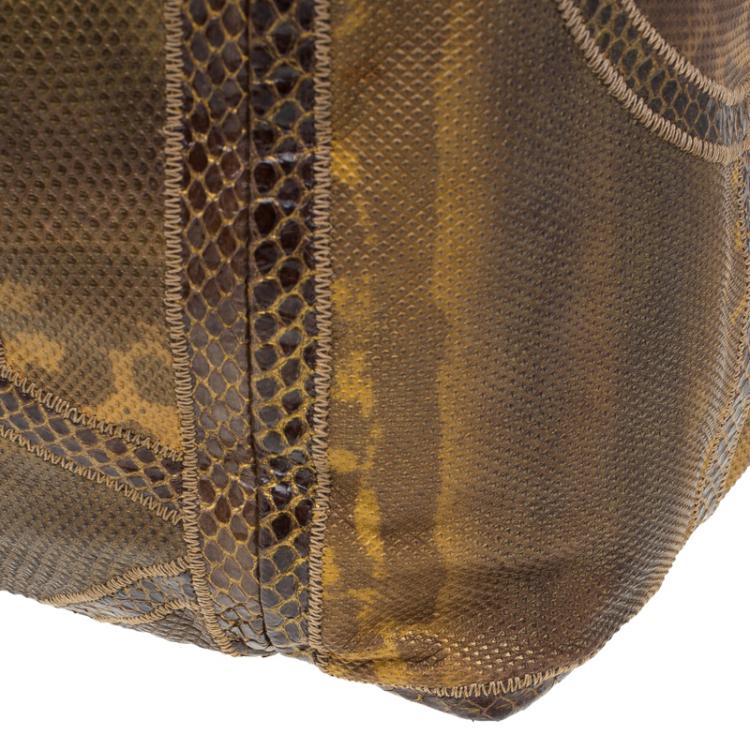 مملوكة مسبقًا Jimmy Choo Brown Lizard/Snakeskin Patchwork Saba Hobo