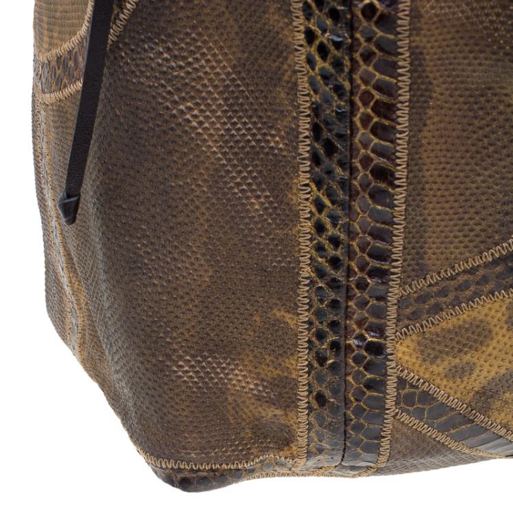 مملوكة مسبقًا Jimmy Choo Brown Lizard/Snakeskin Patchwork Saba Hobo
