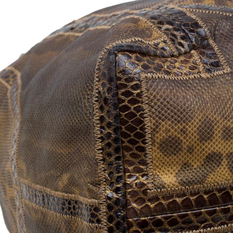 مملوكة مسبقًا Jimmy Choo Brown Lizard/Snakeskin Patchwork Saba Hobo
