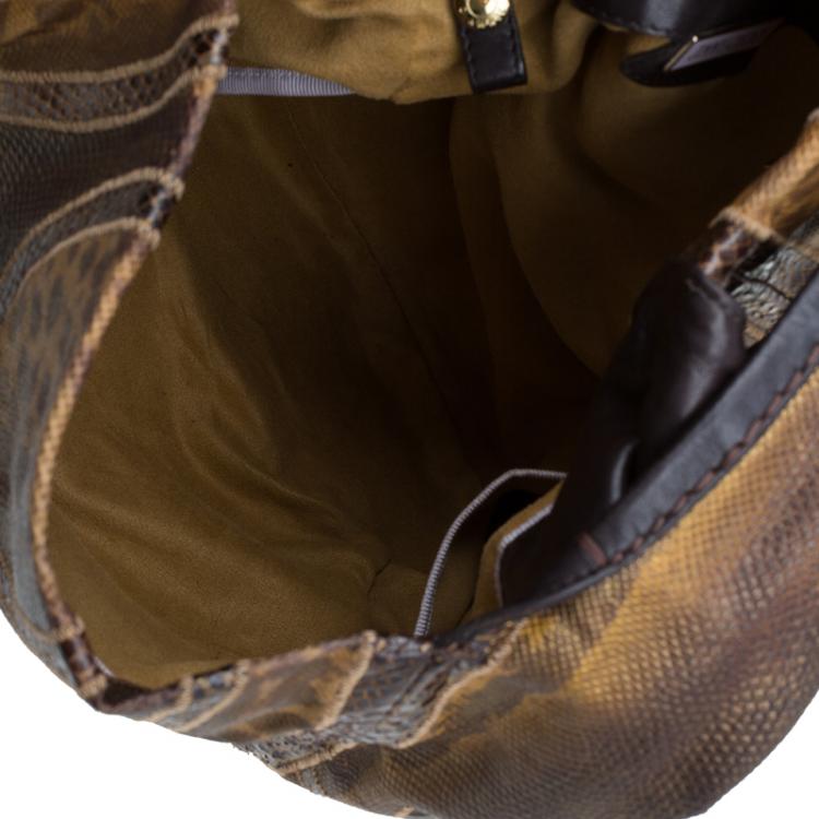 مملوكة مسبقًا Jimmy Choo Brown Lizard/Snakeskin Patchwork Saba Hobo