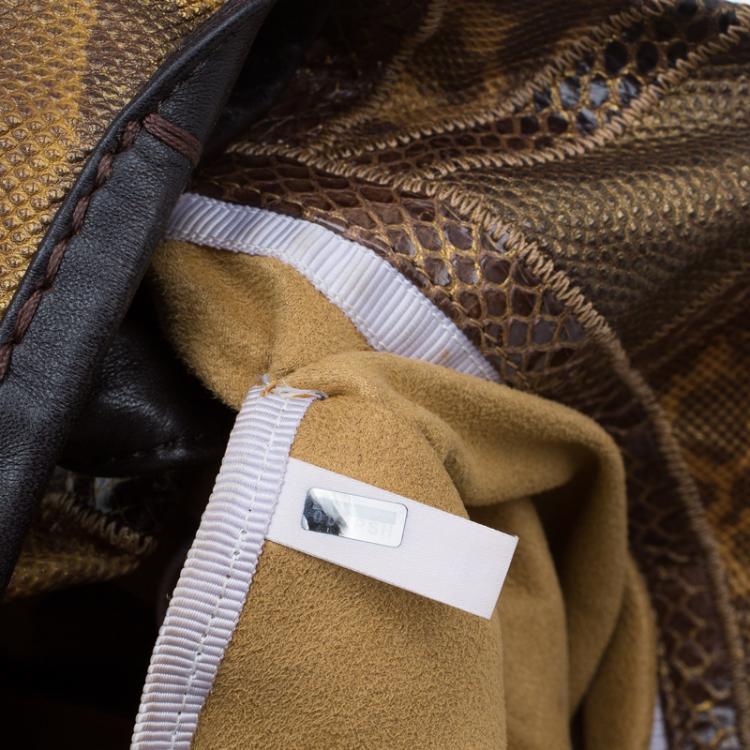 مملوكة مسبقًا Jimmy Choo Brown Lizard/Snakeskin Patchwork Saba Hobo