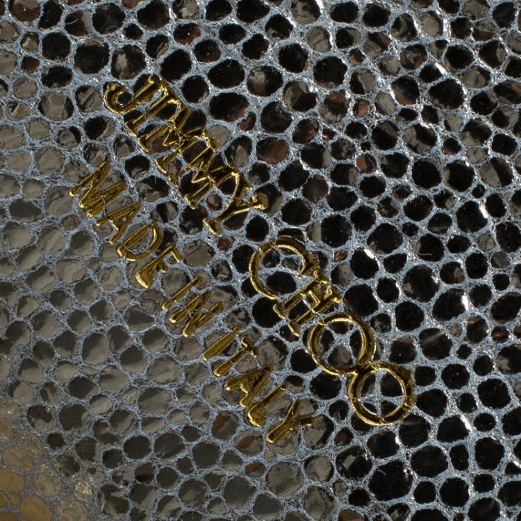 Pre Owned Jimmy Choo Gold Glitter Leather Clutch Bag