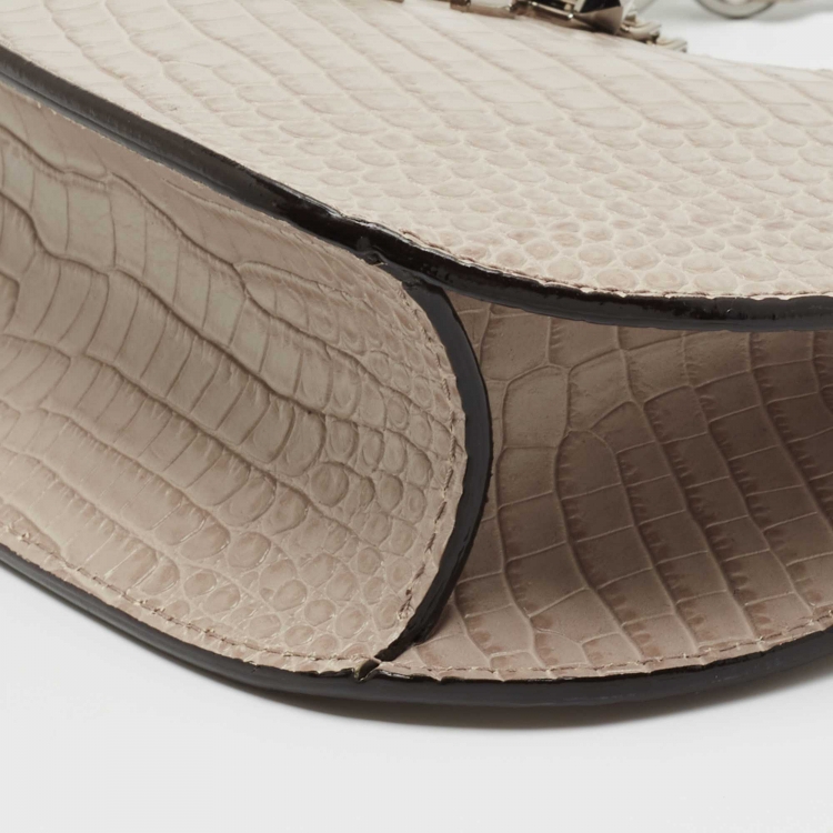 Pre Owned Jimmy Choo Taupe Croc Embossed Leather Varenne Hobo