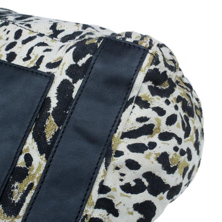 Pre Owned Jimmy Choo Black Trim Leopard Print Large Tote