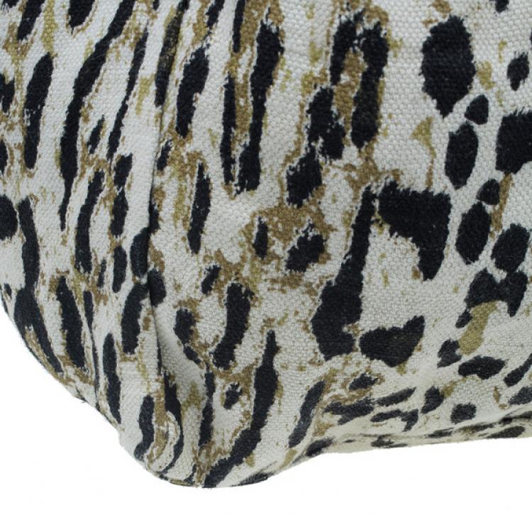 Pre Owned Jimmy Choo Black Trim Leopard Print Large Tote