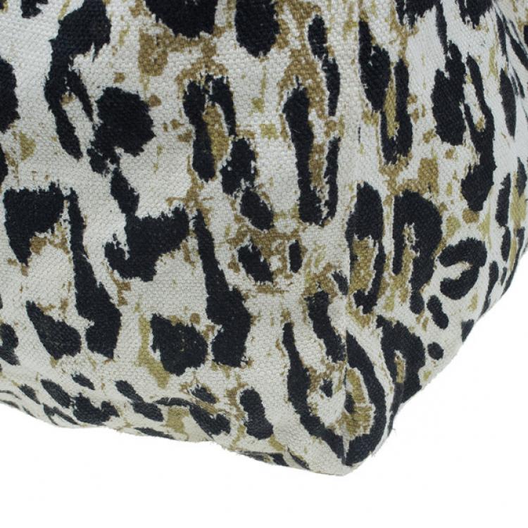 Pre Owned Jimmy Choo Black Trim Leopard Print Large Tote