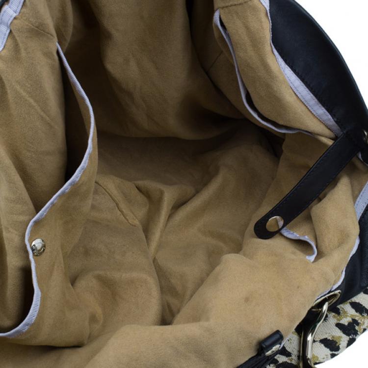 Pre Owned Jimmy Choo Black Trim Leopard Print Large Tote