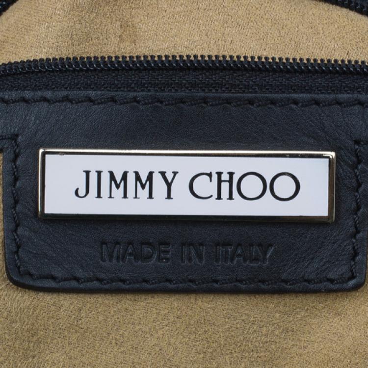 Pre Owned Jimmy Choo Black Trim Leopard Print Large Tote