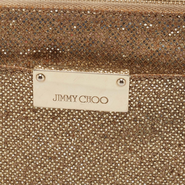 Pre Owned Jimmy Choo Gold Glitter Pochette Bag