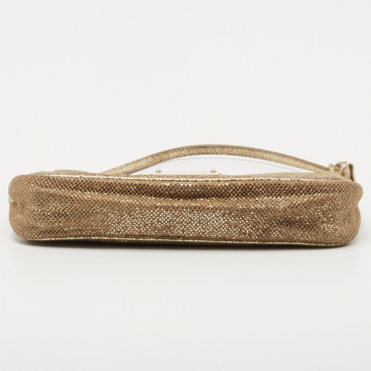 Pre Owned Jimmy Choo Gold Glitter Pochette Bag