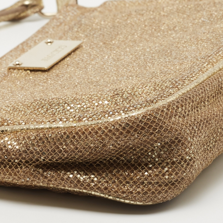 Pre Owned Jimmy Choo Gold Glitter Pochette Bag