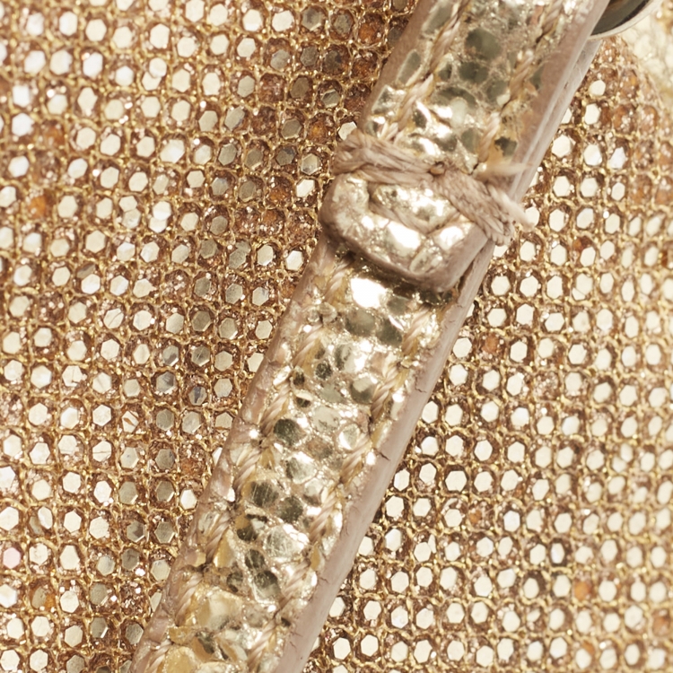 Pre Owned Jimmy Choo Gold Glitter Pochette Bag
