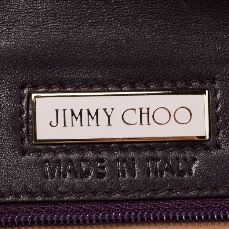 Pre Owned Jimmy Choo Purple Crocodile Flap Chain Clutch 