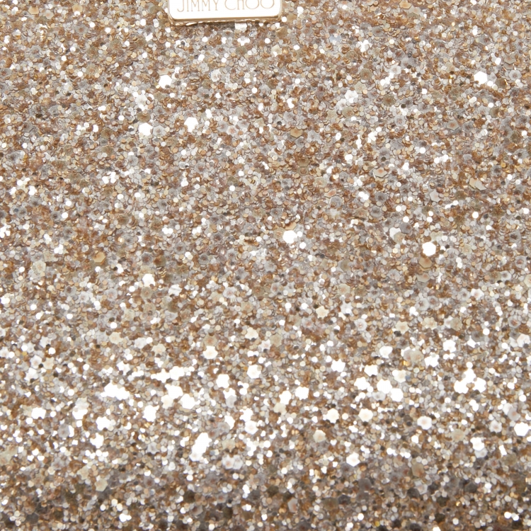 Pre Owned Jimmy Choo Gold Glitter Fabric Camille Clutch