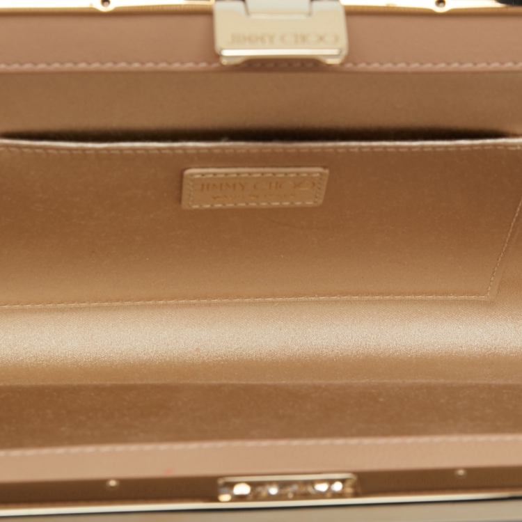 Pre Owned Jimmy Choo Gold Glitter Fabric Camille Clutch