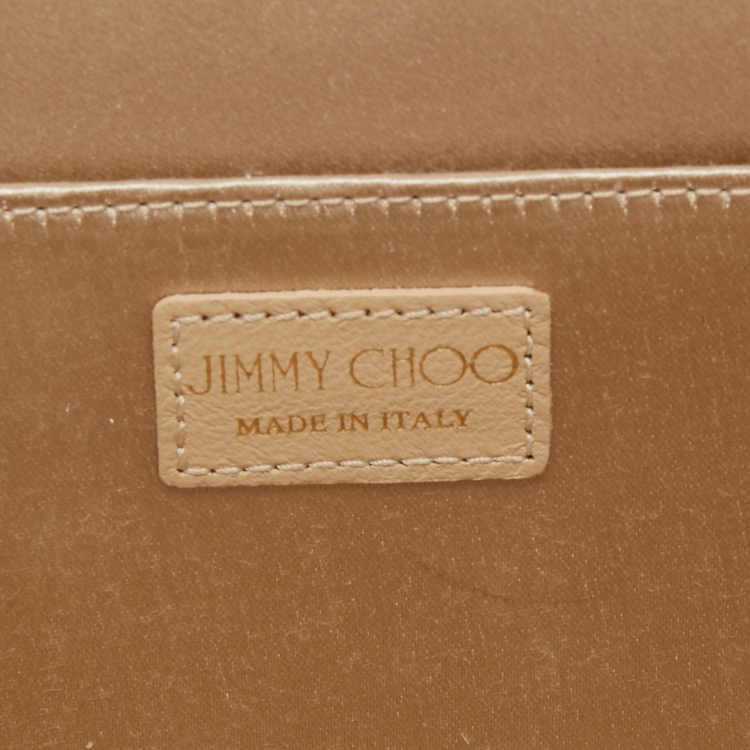 Pre Owned Jimmy Choo Gold Glitter Fabric Camille Clutch