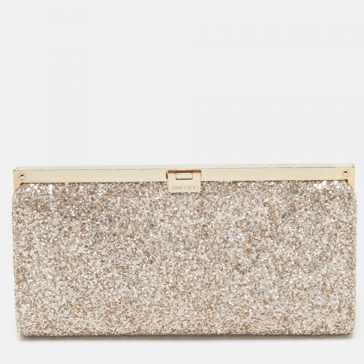 Jimmy Choo Gold Glitter Fabric Camille Clutch Jimmy Choo | The Luxury ...