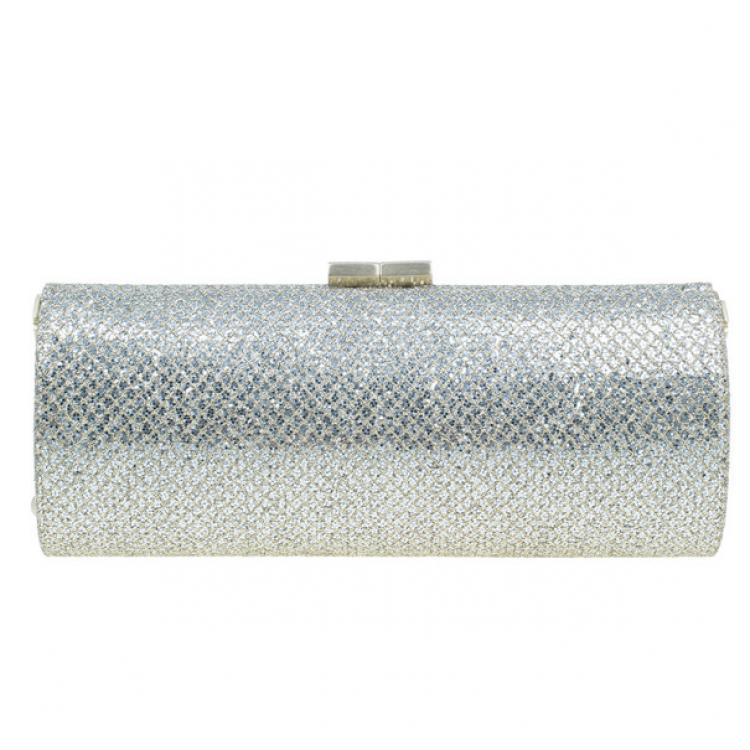 مملوكة مسبقًا Jimmy Choo Gold Fabric Glitter Tube Clutch