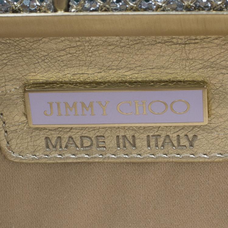 مملوكة مسبقًا Jimmy Choo Gold Fabric Glitter Tube Clutch